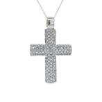 Witgouden kruis hanger met diamant 14 krt, Met hanger, Verzenden, Wit, Zo goed als nieuw