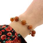 Gouden armband met carneool | 21 cm (vintage, granaat), Sieraden, Tassen en Uiterlijk, Armbanden, Gebruikt, Overige kleuren, Ophalen of Verzenden
