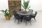 VDG  Jasmine black/Perth 150 cm. - Ronde tuinset, Tuin en Terras, Tuinsets en Loungesets, Verzenden, Nieuw, Wicker, Tuinset