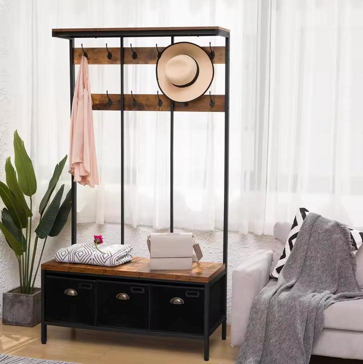 Industriële Kapstok met Bank en Schoenenopslag - Nieuw, Kleding | Dames, Kledingrekken, Nieuw, Verzenden