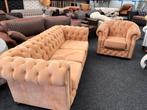 Chesterfield Maarssen !!! Camel Suede Chesterfield  Fauteuil, Ophalen, Zo goed als nieuw, Leer, CHESTERFIELD
