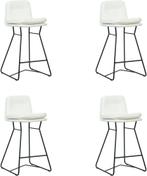 Set van 4 Gebroken witte leren industriële barkrukken - staa, Overige kleuren, Nieuw, Ophalen of Verzenden, Vier