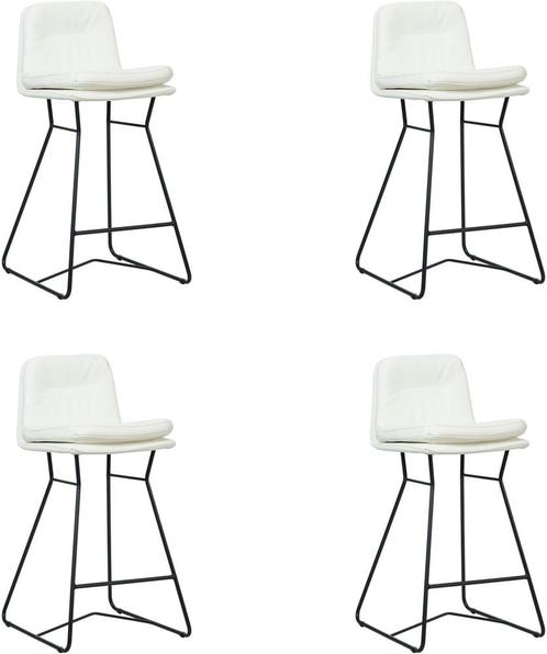 Set van 4 Gebroken witte leren industriële barkrukken - staa, Huis en Inrichting, Stoelen, Vier, Overige kleuren, Nieuw, Leer