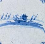 Tegel - Antieke Delfts blauwe tegels met een herder,