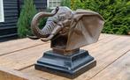 sculptuur, olifant sculptuur brons - 18 cm - brons marmer