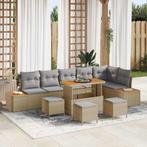 vidaXL Tuin Sofa Set met kussen 10 pcs Beige Poly riet, Tuin en Terras, Verzenden, Nieuw, Rotan