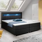 Boxspringbed Montana - 140 x 200 cm - Zwart - LED Verlichtin, Verzenden, Nieuw