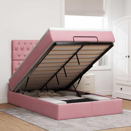 vidaXL Ottoman bed met matrassen en LEDs 120x200cm fluweel, Huis en Inrichting, Slaapkamer | Bedden, 120 cm, 200 cm, Twijfelaar