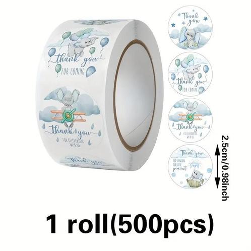 500 stickers baby - blauw, groen & grijs olifantje op rol, Huis en Inrichting, Woonaccessoires | Kunstplanten en Kunstbloemen