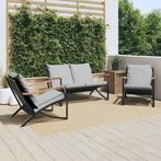 vidaXL 3-delige Balkonset met kussens staal zwart, Tuin en Terras, Tuinsets en Loungesets, Verzenden, Nieuw, Rvs, 4 zitplaatsen