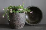 Ronde stenen pot Max bruin 18x18cm, Ophalen of Verzenden, Nieuw