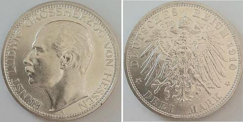 Duitsland 3 Mark Ernst Ludwig Hessen 1910 A vorzueglich J..., Postzegels en Munten, Munten | Europa | Niet-Euromunten, Verzenden