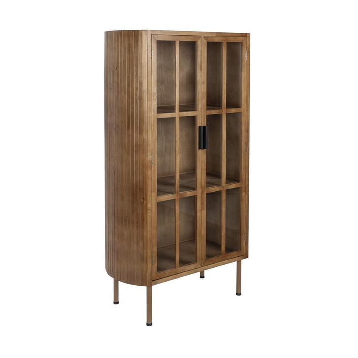 *WOONWINKEL* Retro Vitrinekast Hout Met Glas, Huis en Inrichting, Kasten | Wandmeubels, Nieuw, Verzenden