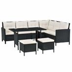 Loungeset Manacor - Zwart / Wit - Incl. Kussens, Tuin en Terras, Tuinsets en Loungesets, Verzenden, Nieuw