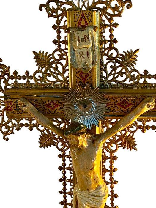 sculptuur, Devotie beeld 19de eeuw kruis - 46 cm - Gips,, Antiek en Kunst, Antiek | Boeken en Bijbels