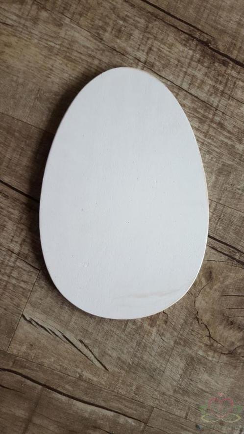 Houten ei wit 26 x 18 cm - white wash decoratie voor pasen, Hobby en Vrije tijd, Knutselen, Nieuw, Ophalen of Verzenden