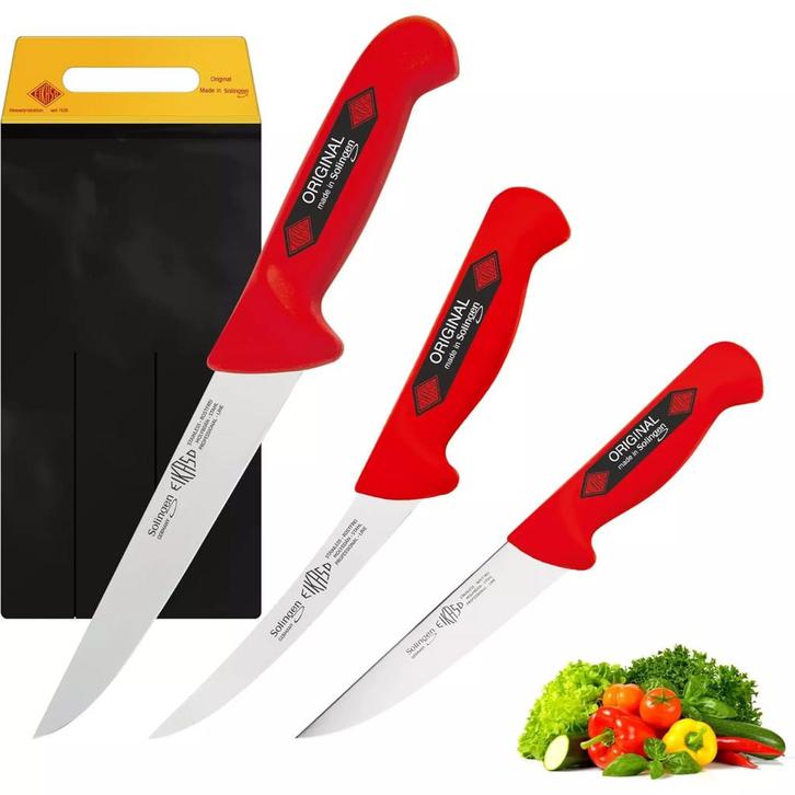 Eikaso Solingen Messenset Rood – 3-delig – Steekmessen &, Huis en Inrichting, Keuken | Bestek, Bestekset, Nieuw, Kunststof, Ophalen of Verzenden