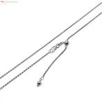 Zilveren rhodium rope ketting verstelbaar 55 cm rhodium, Verzenden, Nieuw, Zilver