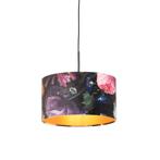 Hanglamp met velours kap bloemen met goud 35 cm - Combi, Huis en Inrichting, Lampen | Hanglampen, Nieuw, Overige materialen, Klassiek / Antiek