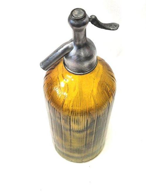 Fles - Oude sifon in okerkleur, Antiek en Kunst, Antiek | Wandborden en Tegels