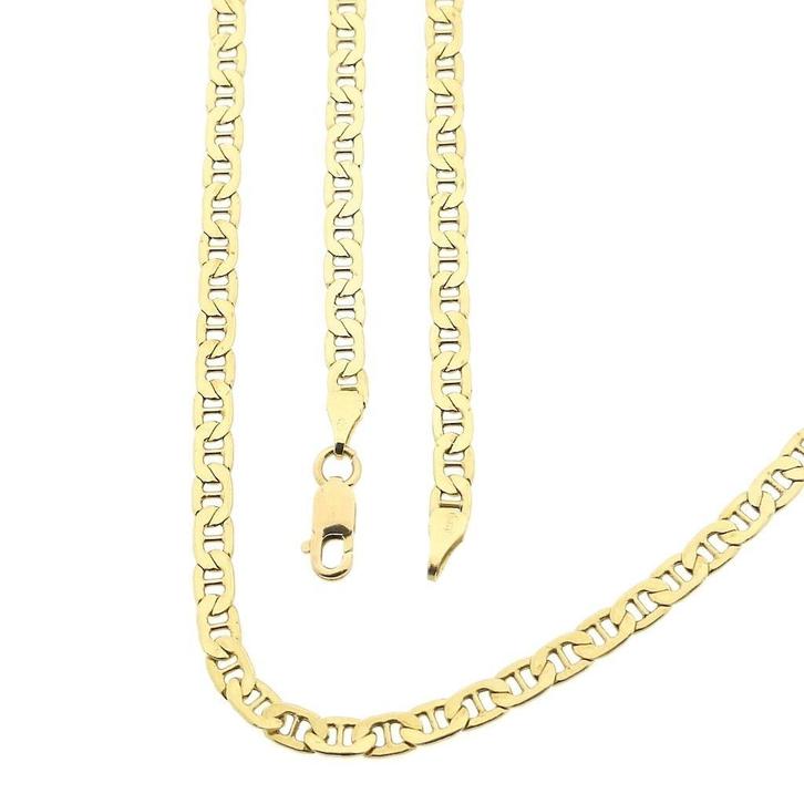 Gouden marineschakel ketting, Sieraden, Tassen en Uiterlijk, Kettingen, Overige kleuren, Gebruikt, Goud, Ophalen of Verzenden