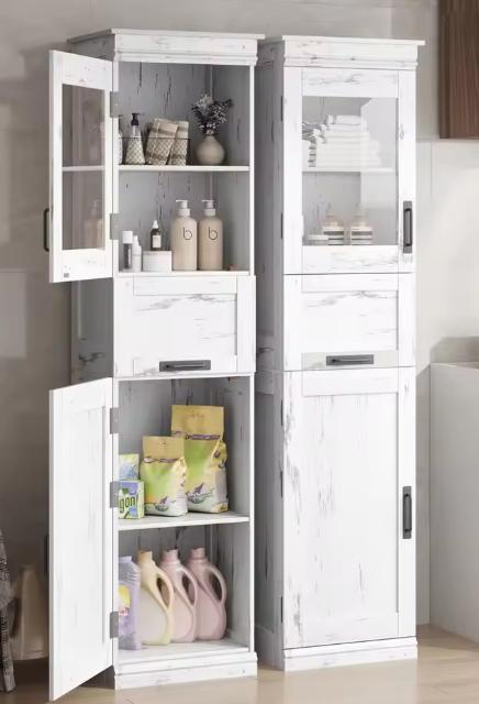 Hoge Opbergkast 160 cm met Lade en Deuren – Retro Look, Huis en Inrichting, Keuken | Keukenelementen, Nieuw, Verzenden