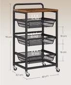 Serveerwagen met 4 Niveaus en 3 Uittrekbare Manden op Wielen, Verzenden, Nieuw