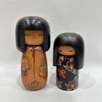 sculptuur, Two retro kokeshi dolls,Hand Made Folk Art From