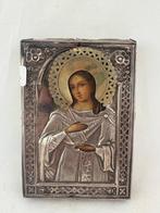 Icoon - Sint Barbara - Hout, Zilver, Antiek en Kunst