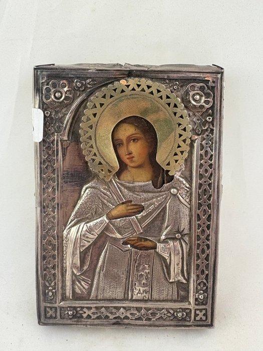 Icoon - Sint Barbara - Hout, Zilver, Antiek en Kunst, Kunst | Niet-Westerse kunst