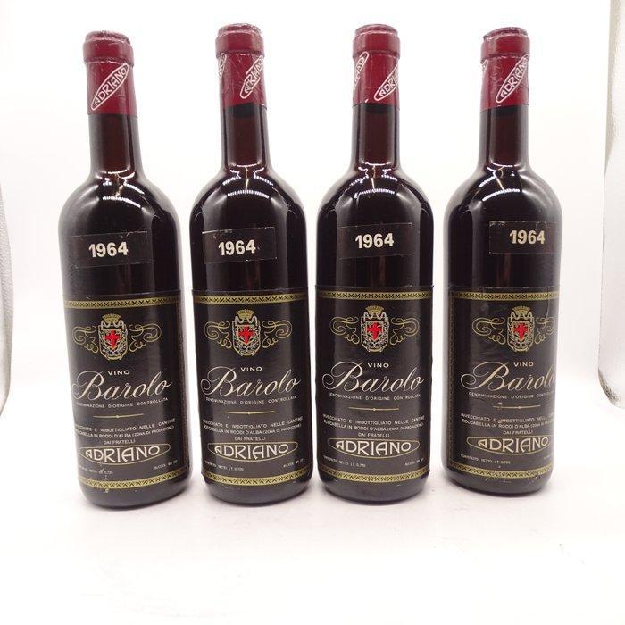 1964 Adriano - Barolo - 4 Flessen (0.72L), Verzamelen, Wijnen