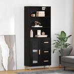 vidaXL Highboard 2 stuks Zwart Eiken 69,5 x 34 x 180 cm, Huis en Inrichting, Minder dan 50 cm, Verzenden, Nieuw, Minder dan 100 cm
