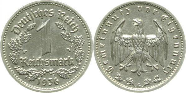 Duitsland 1 Reichsmark 1936 G J354 vz/stgl J 354, Postzegels en Munten, Munten | Europa | Niet-Euromunten, Verzenden