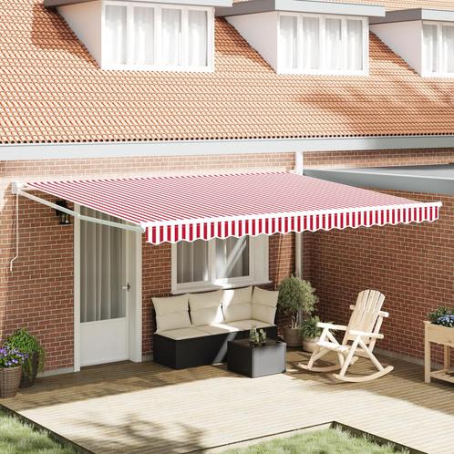 vidaXL Handmatig uitschuifbaar ligbed Rood met Witte Strepen, Tuin en Terras, Zonneschermen, Nieuw, Verzenden