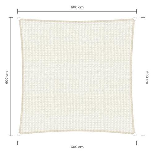 Vierkante schaduwdoek - Wit - Waterdoorlatend - 6,0 x 6,0 m, Tuin en Terras, Schaduwdoeken, Ophalen of Verzenden