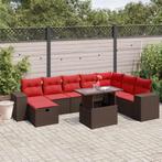 vidaXL 9-delige tuinbankset met kussens, bruin polyrotan, Tuin en Terras, Tuinsets en Loungesets, Verzenden, Nieuw, Rotan