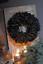 Krans Palm Petal black 40 cm, Huis en Inrichting, Woonaccessoires | Kransen, Nieuw, Ophalen of Verzenden