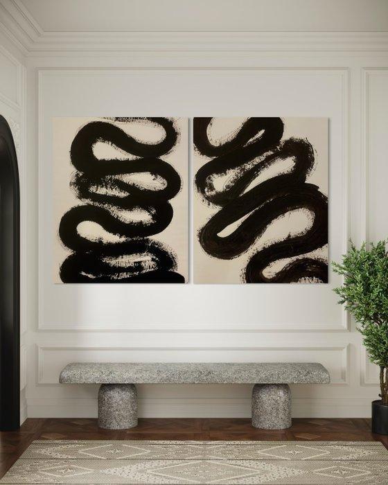 Aiko Yamada - Shibusa 045 XXL Dyptich, Antiek en Kunst, Kunst | Schilderijen | Modern