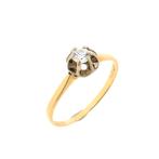 Gouden solitair ring met zirconia | Diamonde (rond briljant), 18 tot 19, Gebruikt, Overige kleuren, Ophalen of Verzenden