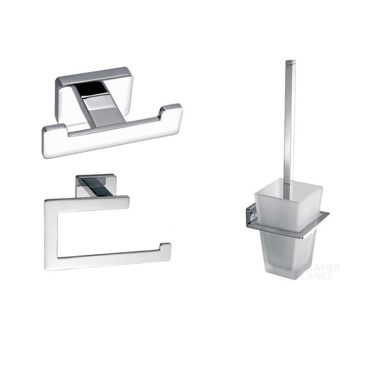 Sani Royal Toilet Accessoire Set Vierkant Chroom, Doe-het-zelf en Verbouw, Sanitair