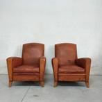 Fauteuil (2) - club - leer hout - Club originali Art Deco
