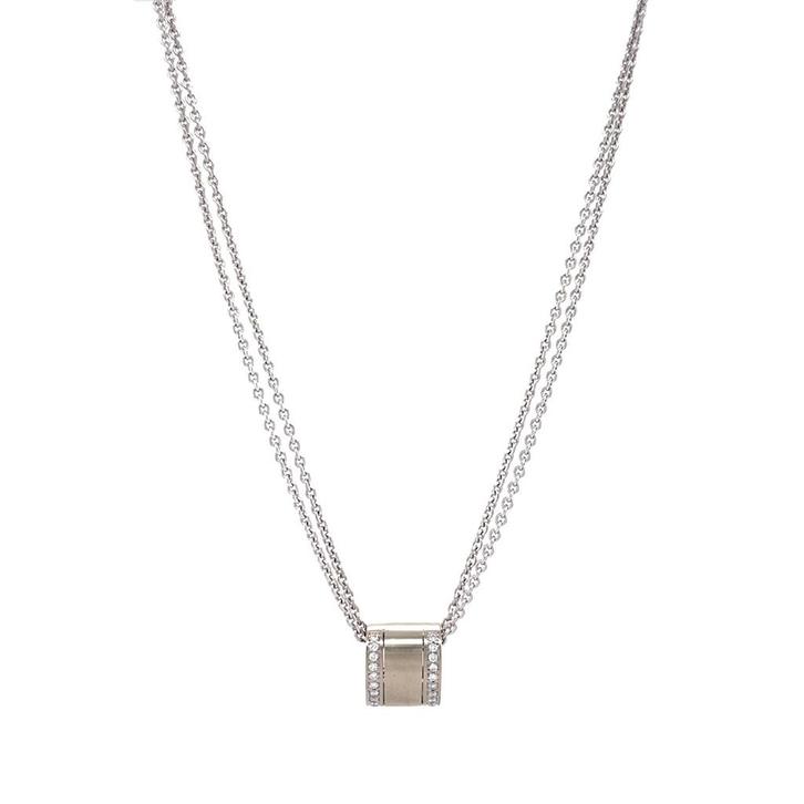 Witgouden collier met diamant hanger 42.5 cm 18 karaat, Sieraden, Tassen en Uiterlijk, Kettingen, Wit, Zo goed als nieuw, Met hanger
