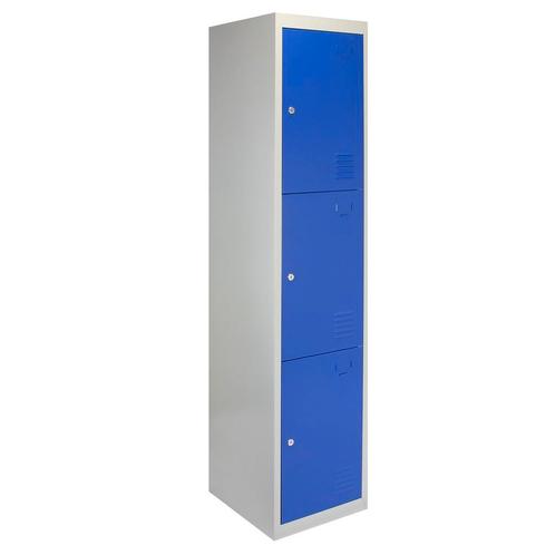 Lockerkast Metaal - Blauw - Driedeurs - Flatpack -, Zakelijke goederen, Kantoor en Winkelinrichting | Magazijn, Stelling en Opslag