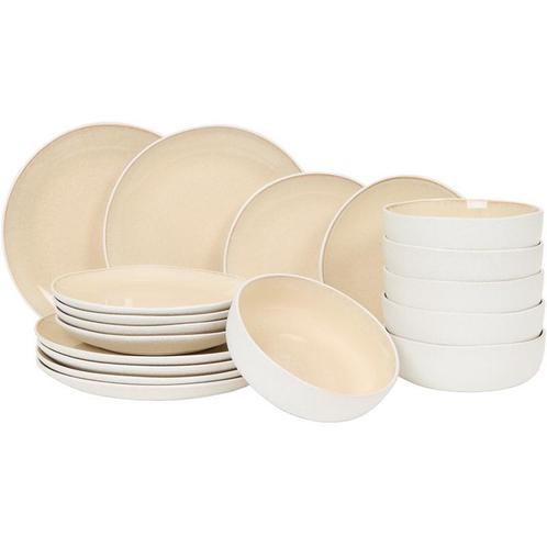 Serviesset Paksos - zand/wit - 18-delig | 6-persoons, Huis en Inrichting, Keuken | Servies, Nieuw, Verzenden