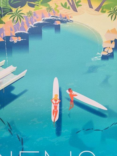 Monsieur Z - Original Travel Poster  Giens  French Riviera, Antiek en Kunst, Kunst | Tekeningen en Foto's