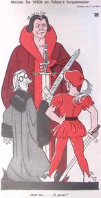 Minister De Wilde en Velzens burgemeester op spotprent, Antiek en Kunst, Kunst | Litho's en Zeefdrukken, Verzenden