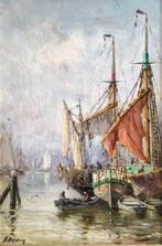 Henri Arden (1858-1917) - Les bateaux de pêcheurs, Antiek en Kunst, Kunst | Schilderijen | Klassiek