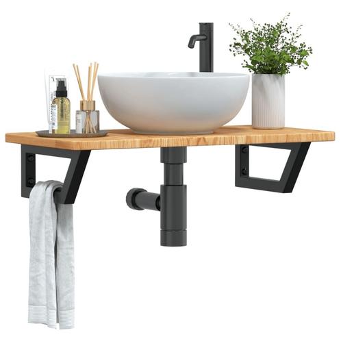 vidaXL Badkamer wandschap staal en massief eikenhout, Huis en Inrichting, Tafels | Kaptafels, Nieuw, Verzenden
