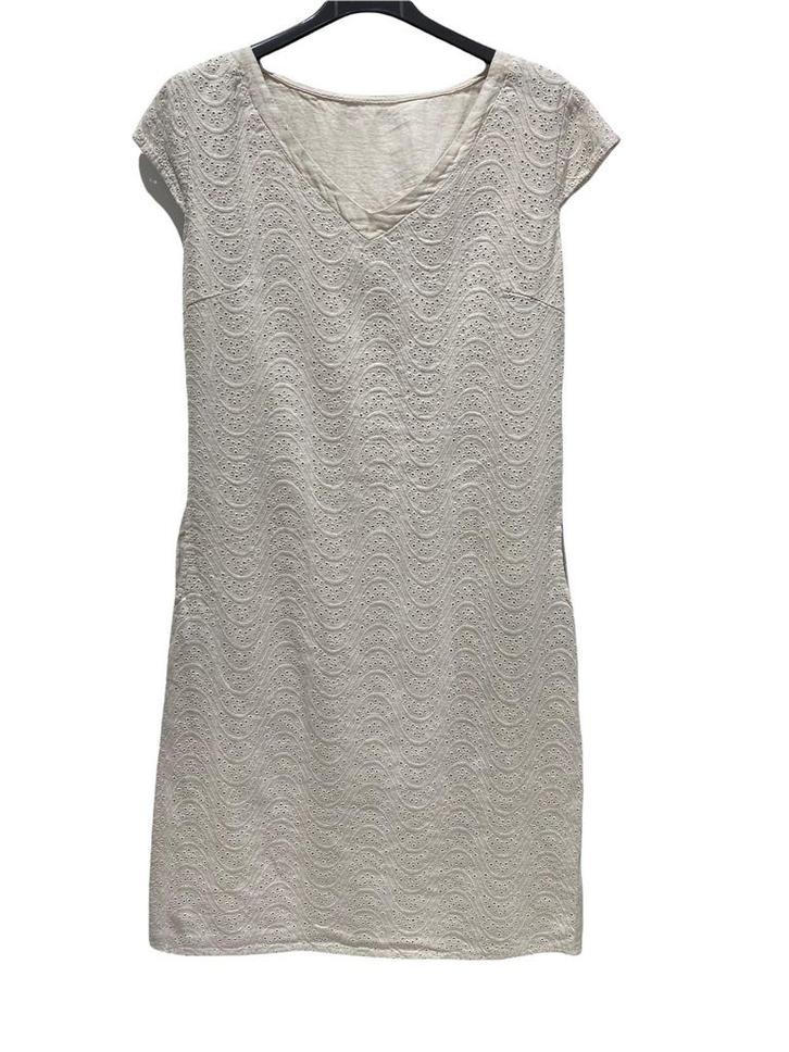 Linnen jurk met zijzakken - kap mouwen - broderie -, Kleding | Dames, Jurken