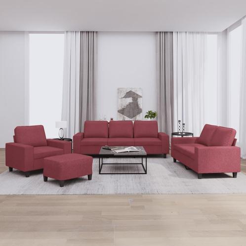 vidaXL 4-delige Loungeset stof wijnrood, Huis en Inrichting, Banken | Bankstellen, Nieuw, Stof, Vierpersoons of meer, Verzenden